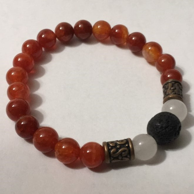 Diffuser Bracelet, Red Fire Agate & White Quartzite