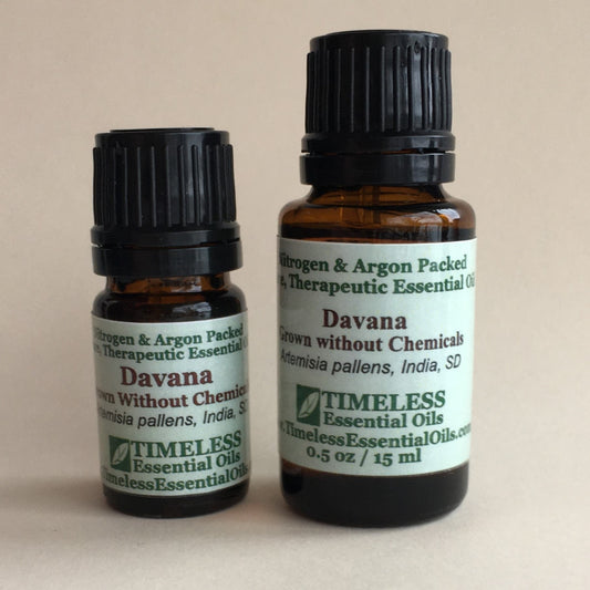 TIMELESS Premium Davana essential oil has a rich, fruity, sweetly herbaceous scent. Helps reduce menstrual cramps.