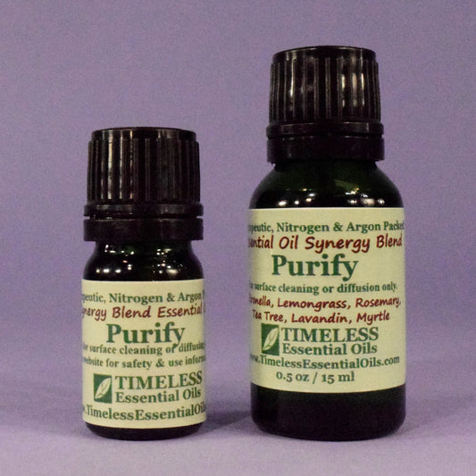 TIMELESS Essential Oils Purify Synergy Blend helps eliminate bad odors and allergens. May reduce incidence of cold and flu.