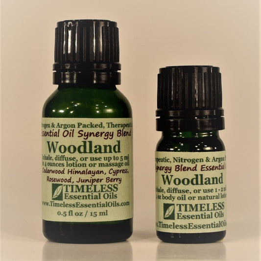 TIMELESS Essential Oils Woodland Blend is grounding and naturally deodorizing, making it a popular diffuser blend.